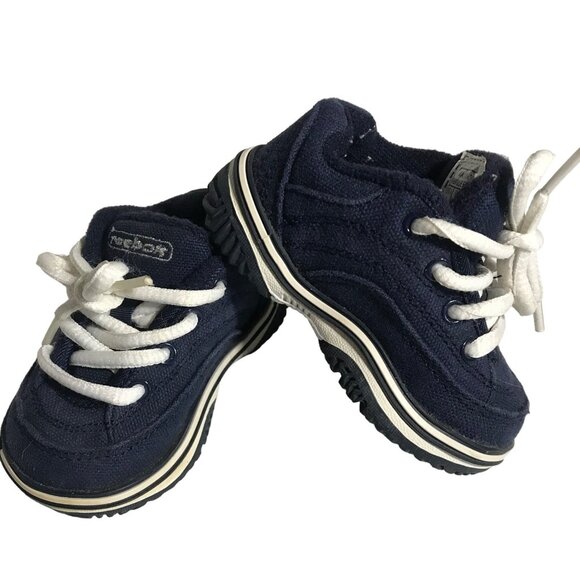 Reebok Toddler Shoes Navy Blue Size 2 With White Laces Comfortable & Durable - Picture 2 of 12